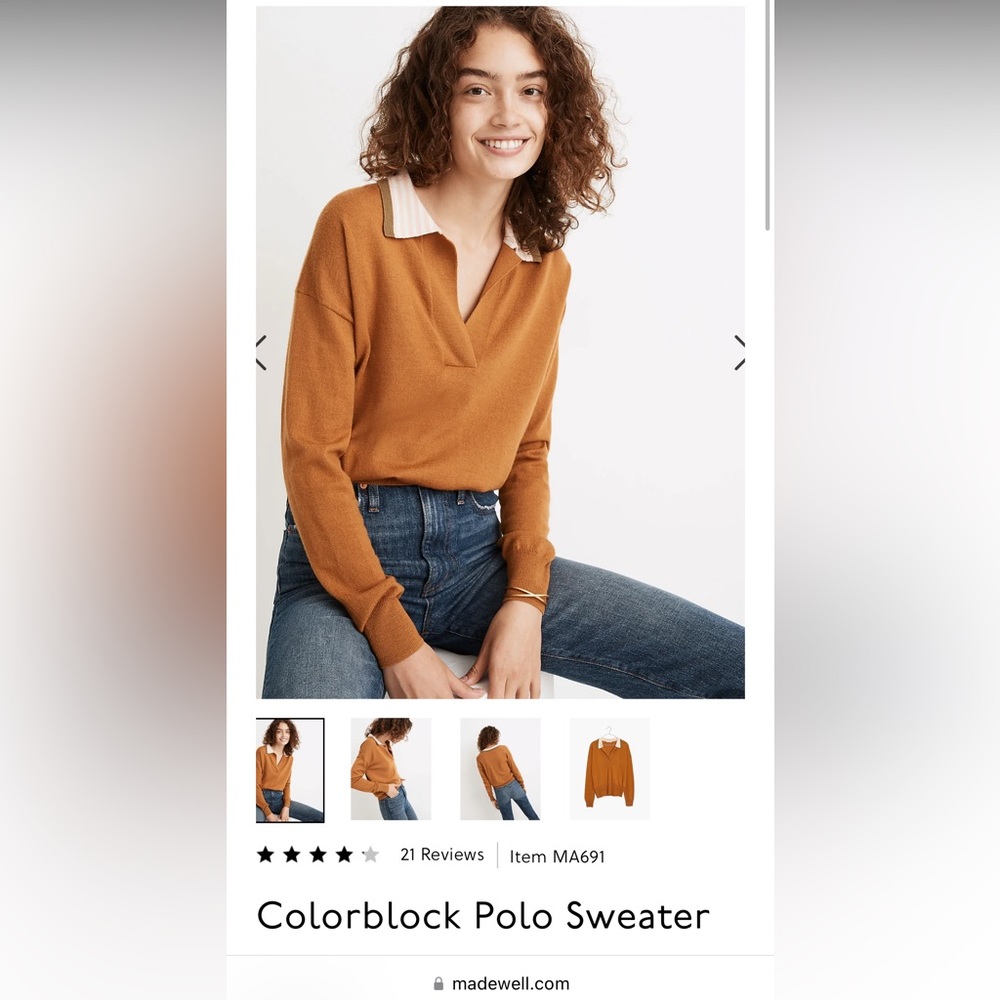 Madewell Colorblock Polo Sweater